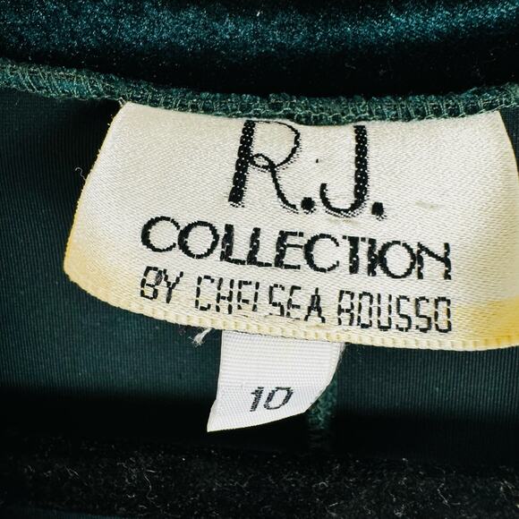 R.J. Collection by Chelsea Rousso Emerald Green Velvet Dress Jewel Tone Size 10 - Picture 9 of 12
